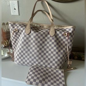 White checkered purse